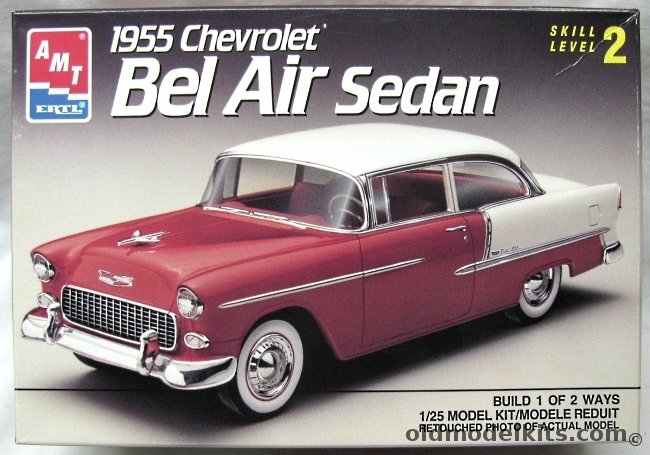 AMT 1/25 1955 Chevrolet  Bel Air - 2 Door Sedan (Post) - Bagged, 6771 plastic model kit